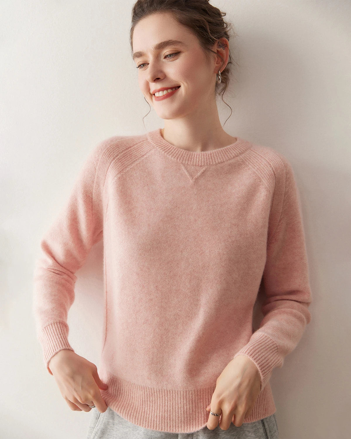 Pull en cachemire à manches raglan pour femme