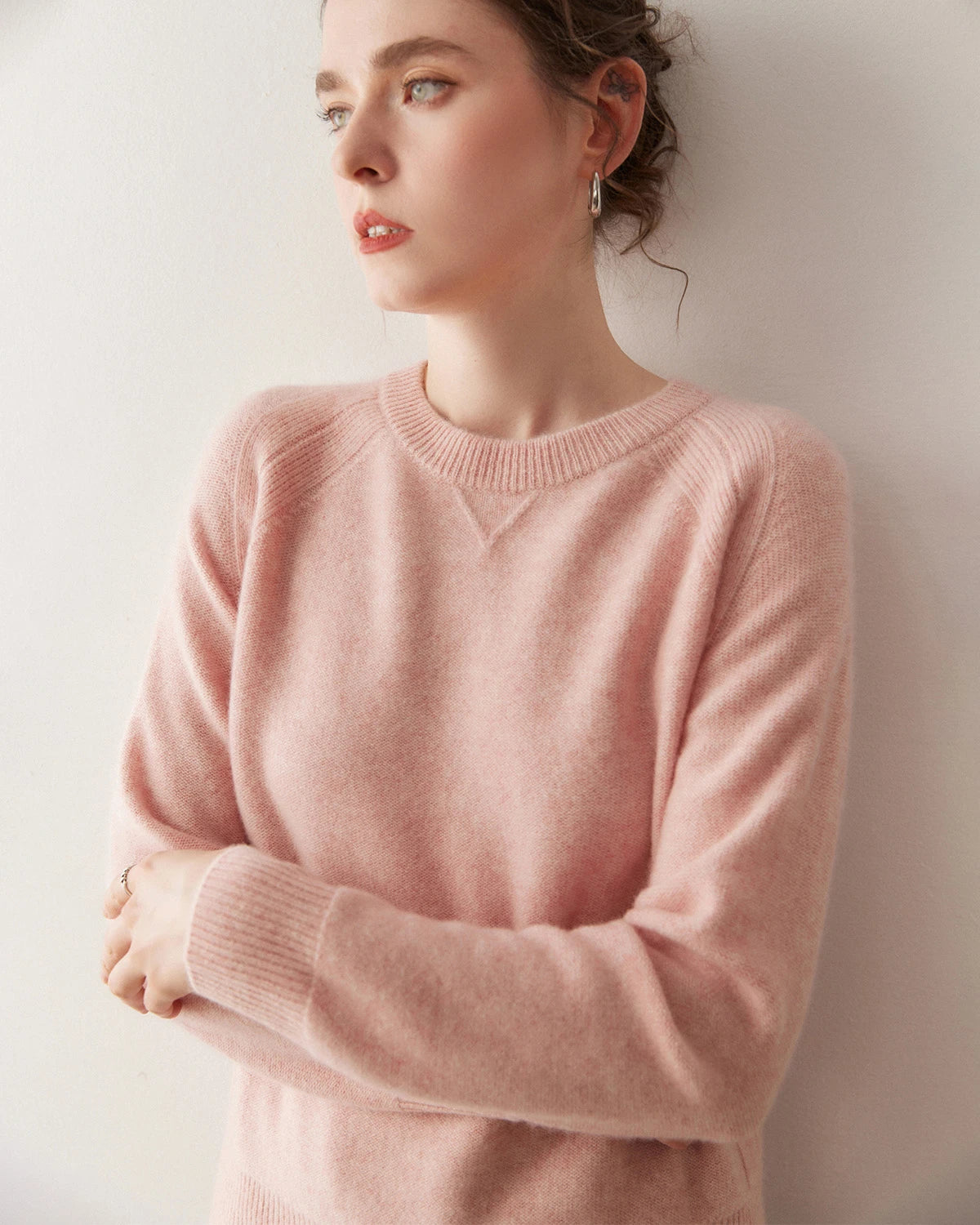 Pull en cachemire à manches raglan pour femme