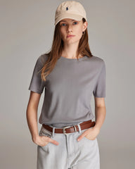 T-shirt en jersey de soie à manches courtes pour femme