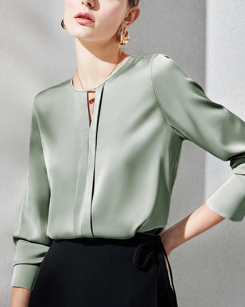 Blouse en soie avec fente pour femme