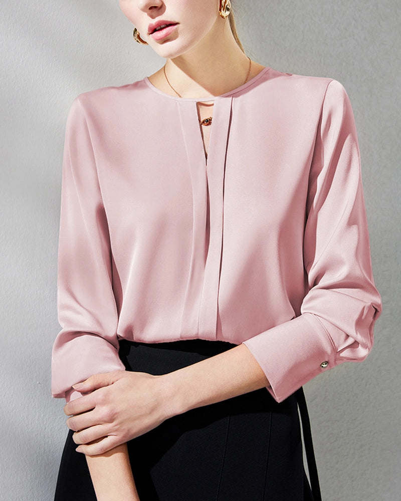 Blouse en soie avec fente pour femme