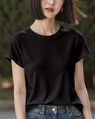 T-shirt en soie col rond – Femme