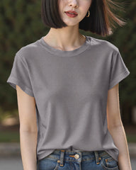 T-shirt en soie col rond – Femme