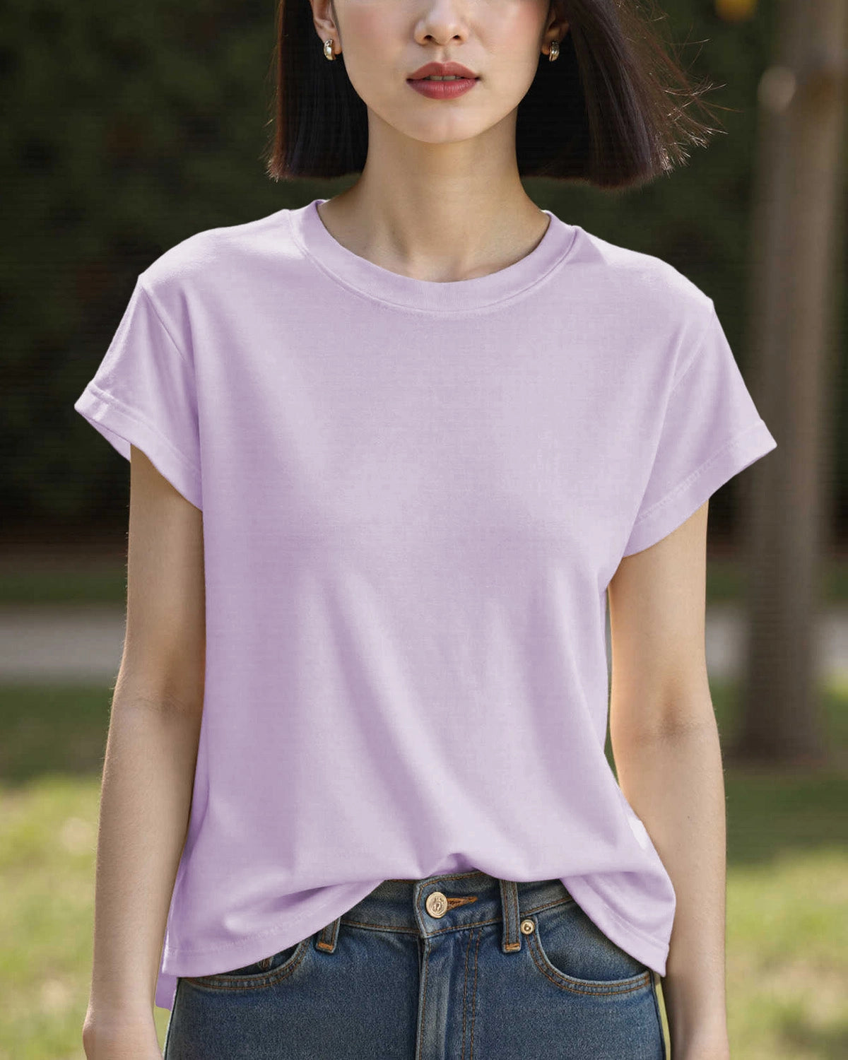 T-shirt en soie col rond – Femme