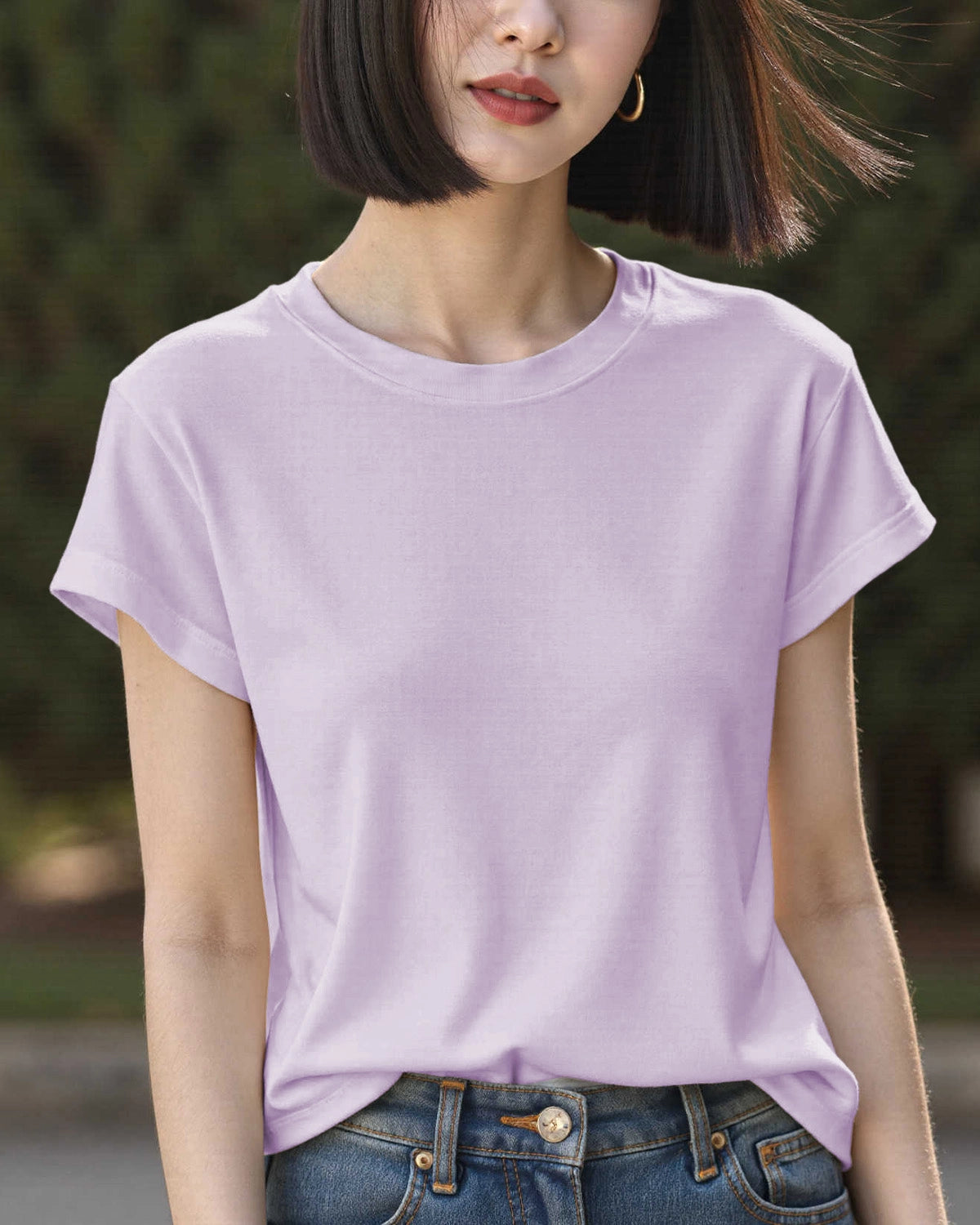 T-shirt en soie col rond – Femme