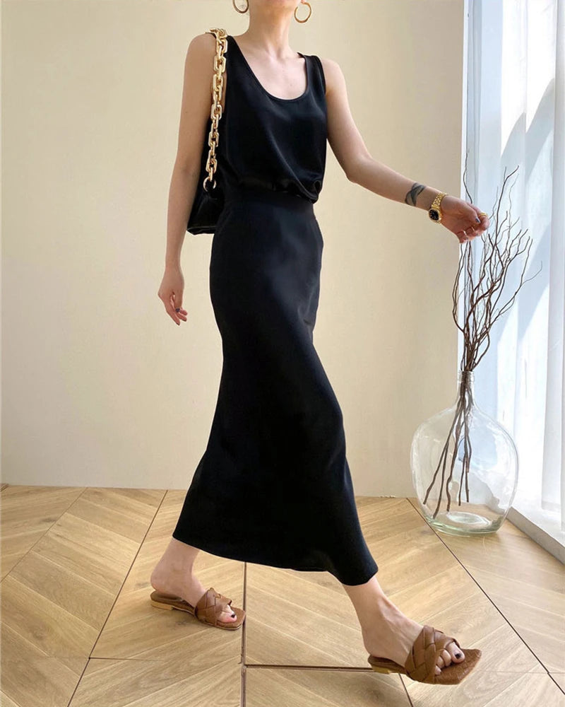 Ensemble deux pièces en soie pour femme