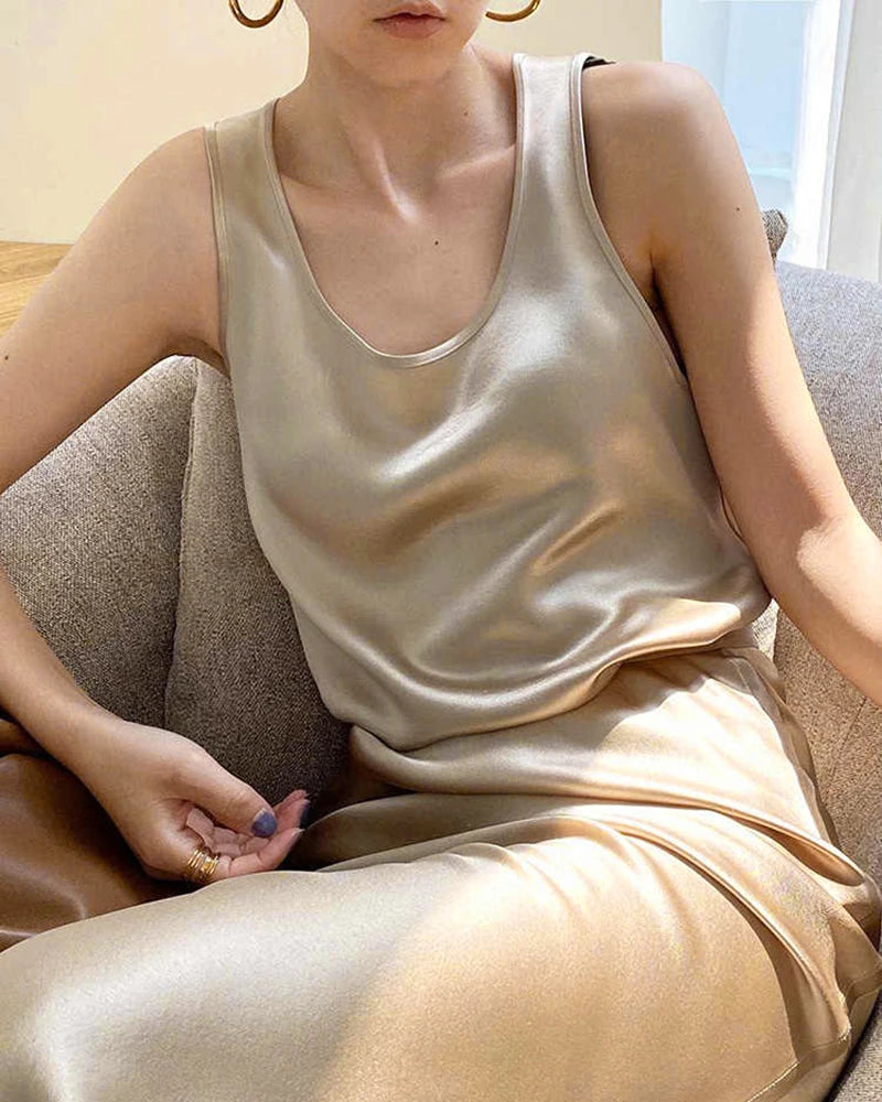 Ensemble deux pièces en soie pour femme