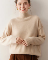 Pull en cachemire oversize à col roulé pour femme