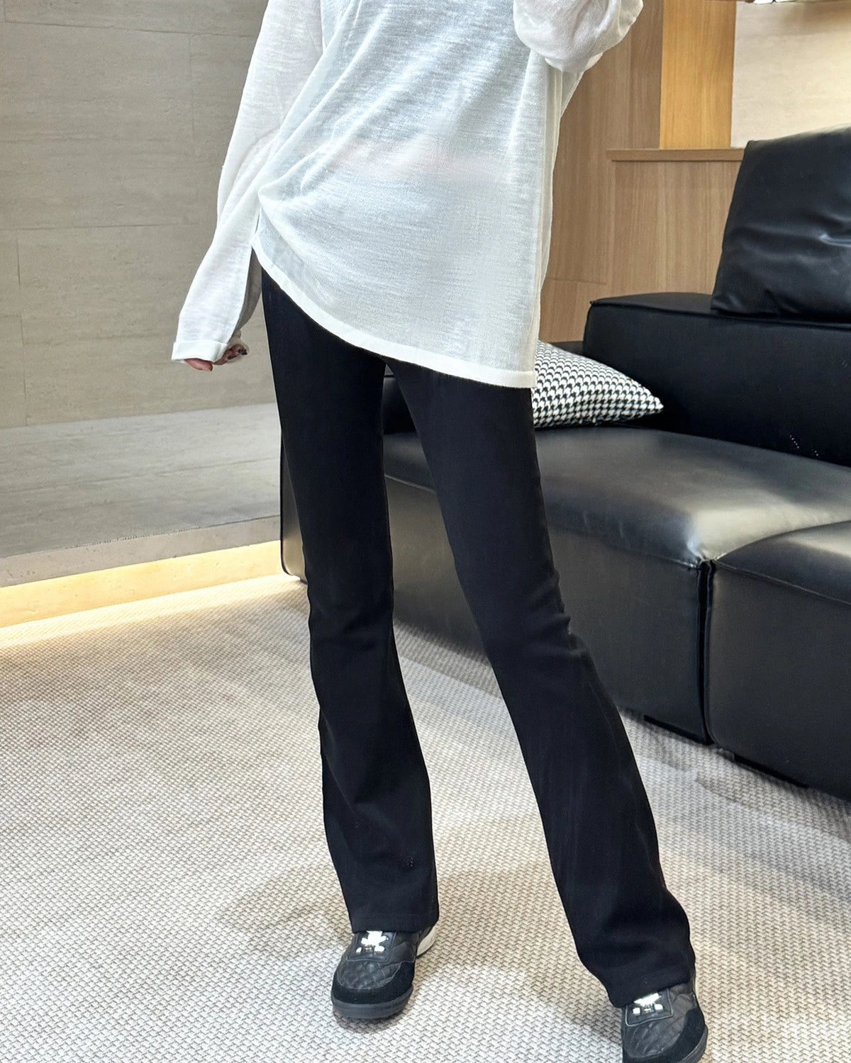 Pantalon évasé pour femme doublé en laine polaire