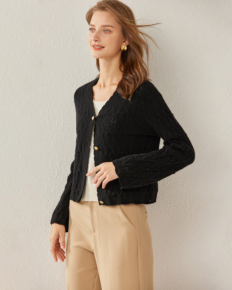 Cardigan en Cachemire Boutonné à Col en V