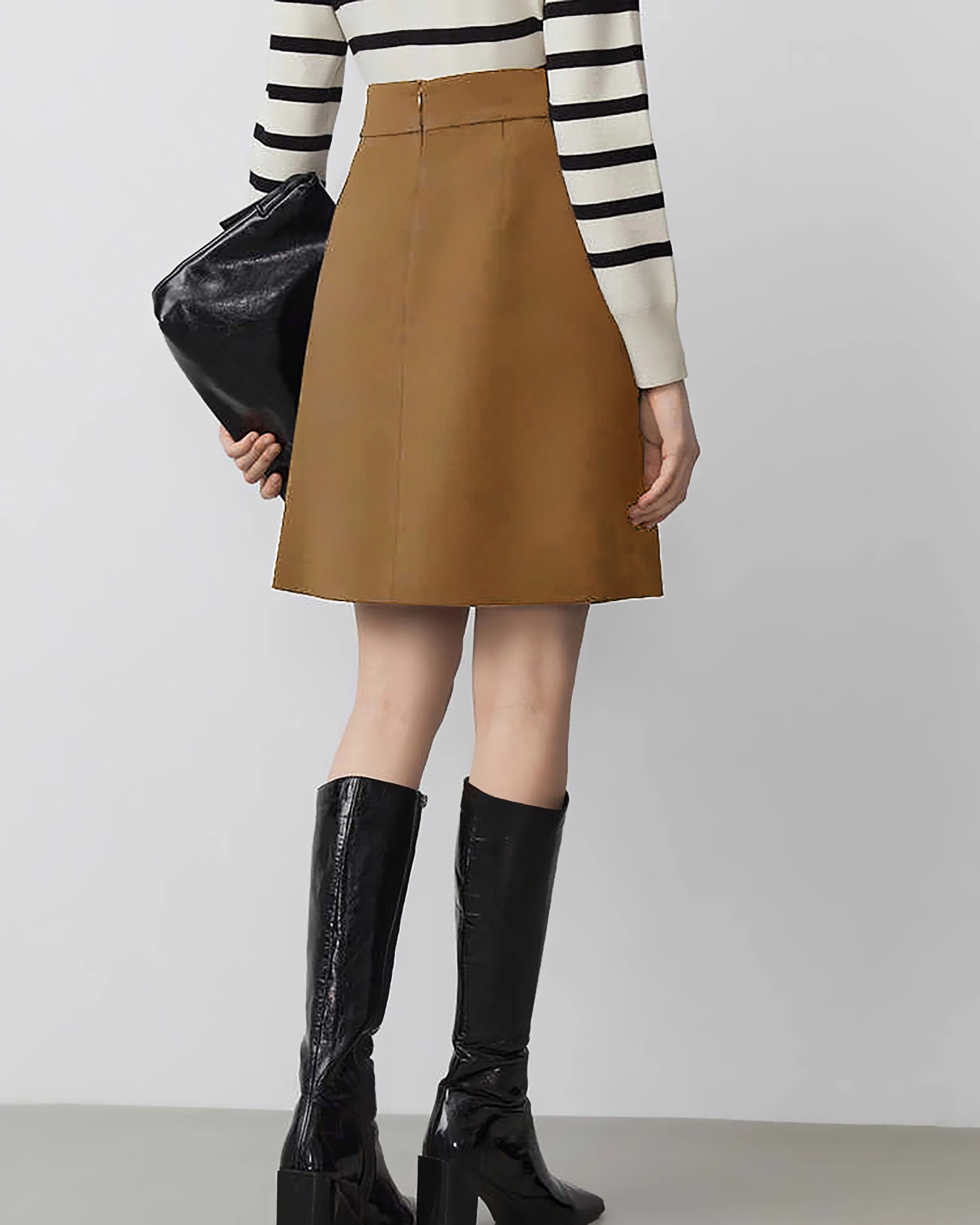 Jupe Mini en Laine en forme de A pour Femme