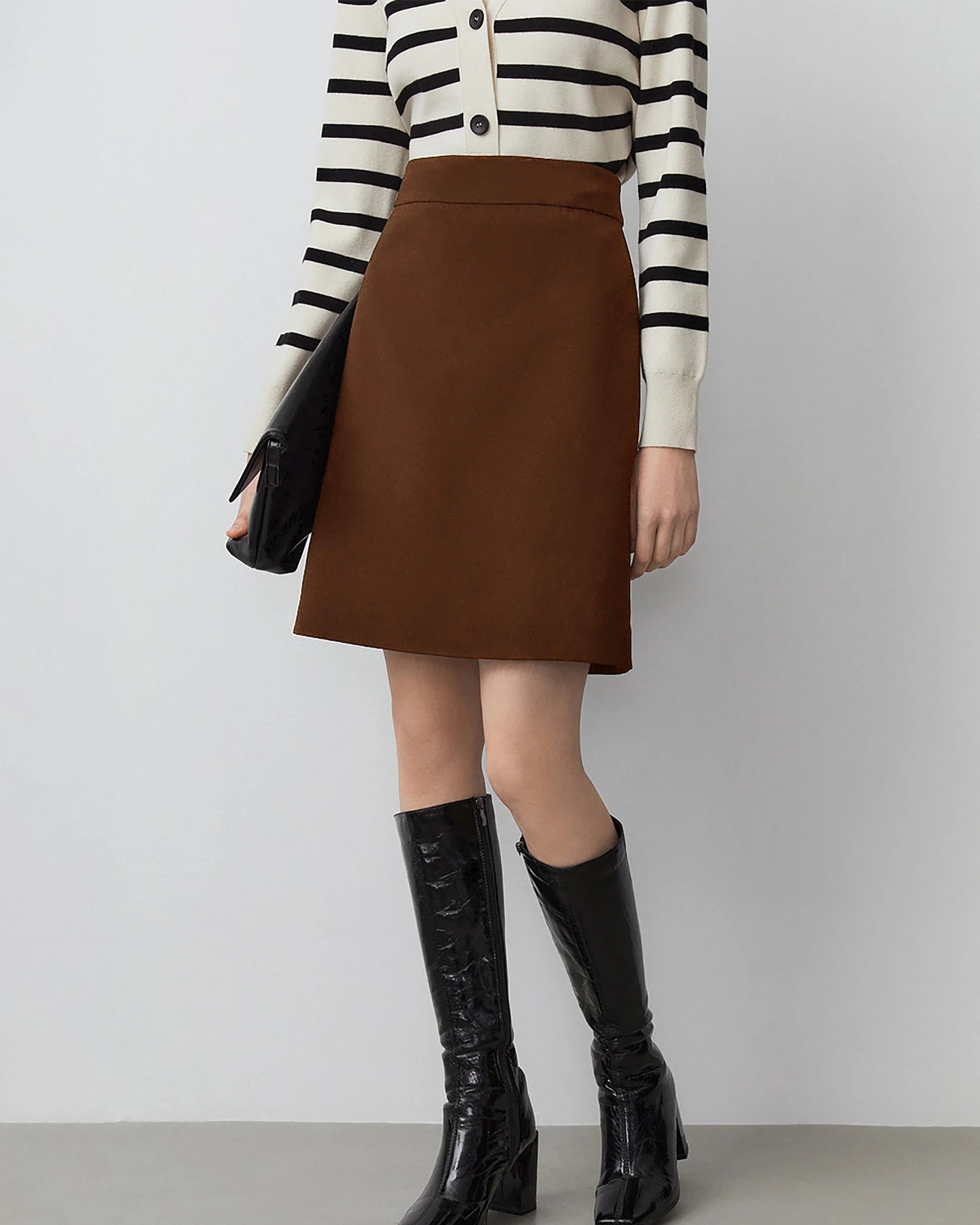 Jupe Mini en Laine en forme de A pour Femme