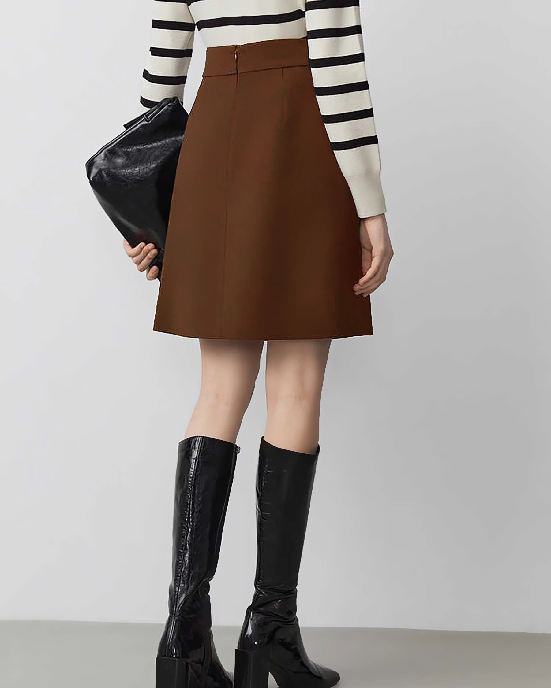 Jupe Mini en Laine en forme de A pour Femme