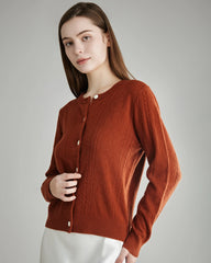 Cardigan en Cachemire Tricoté à Câble pour Femmes