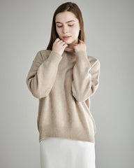 Pull en cachemire à col roulé ample pour femmes
