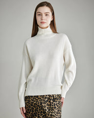 Pull en cachemire à col roulé ample pour femmes