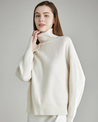 Pull en Cachemire Oversize à Col Roulé pour Femme