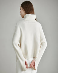 Pull en Cachemire Oversize à Col Roulé pour Femme