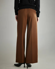 Pantalon en Laine Plissé à Jambes Larges pour Femme