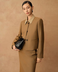Blazer Ajusté en Laine pour Femme