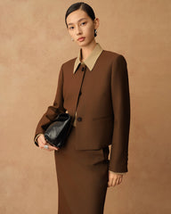 Blazer Ajusté en Laine pour Femme