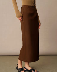 Jupe Maxi Taille Haute en Laine