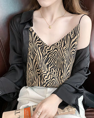 Camisole en Soie à Rayures Zèbre