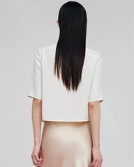 Blouse basique en soie à manches mi-longues