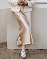 Jupe Maxi en Soie 22 Momme Champagne