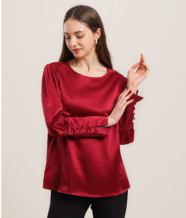 Blouse en Soie Col Rond 22 Momme
