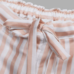 Ensemble de Pyjama Court en Soie à Rayures