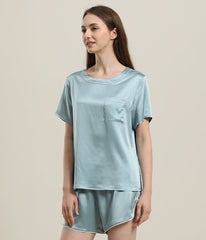 Ensemble de Pyjama Court en Soie 100% pour Femme
