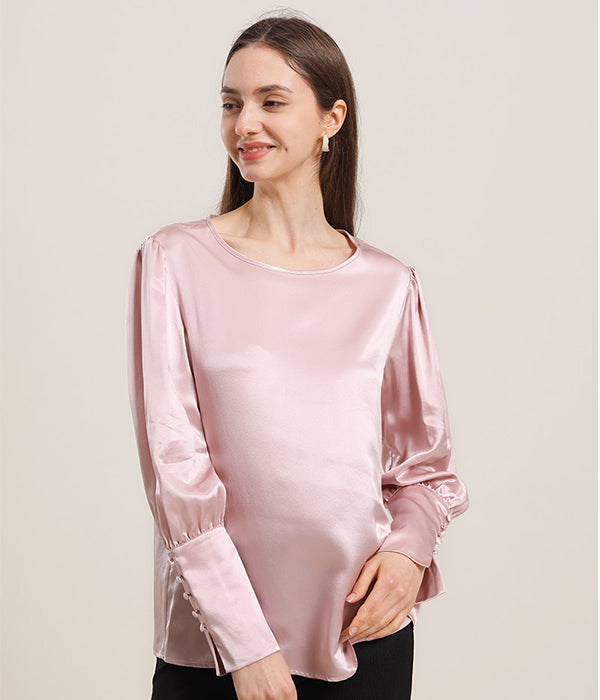 Blouse en Soie Col Rond 22 Momme