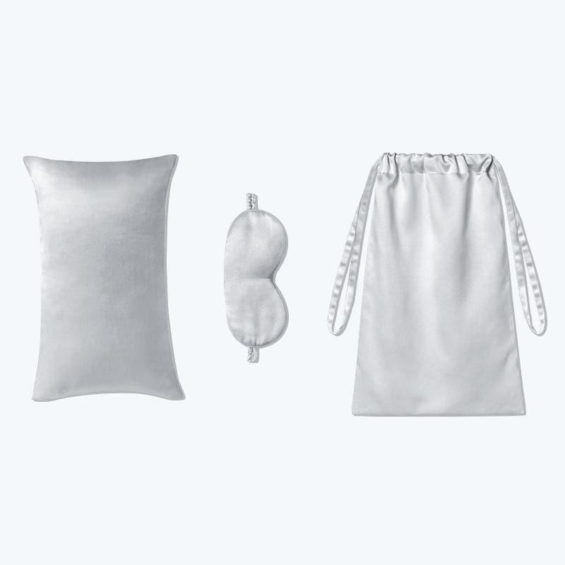Set de Voyage en Soie avec Masque pour les Yeux et Sac de Rangement (3 Pièces)