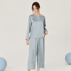 Ensemble de Pyjama en Soie à Col Rond