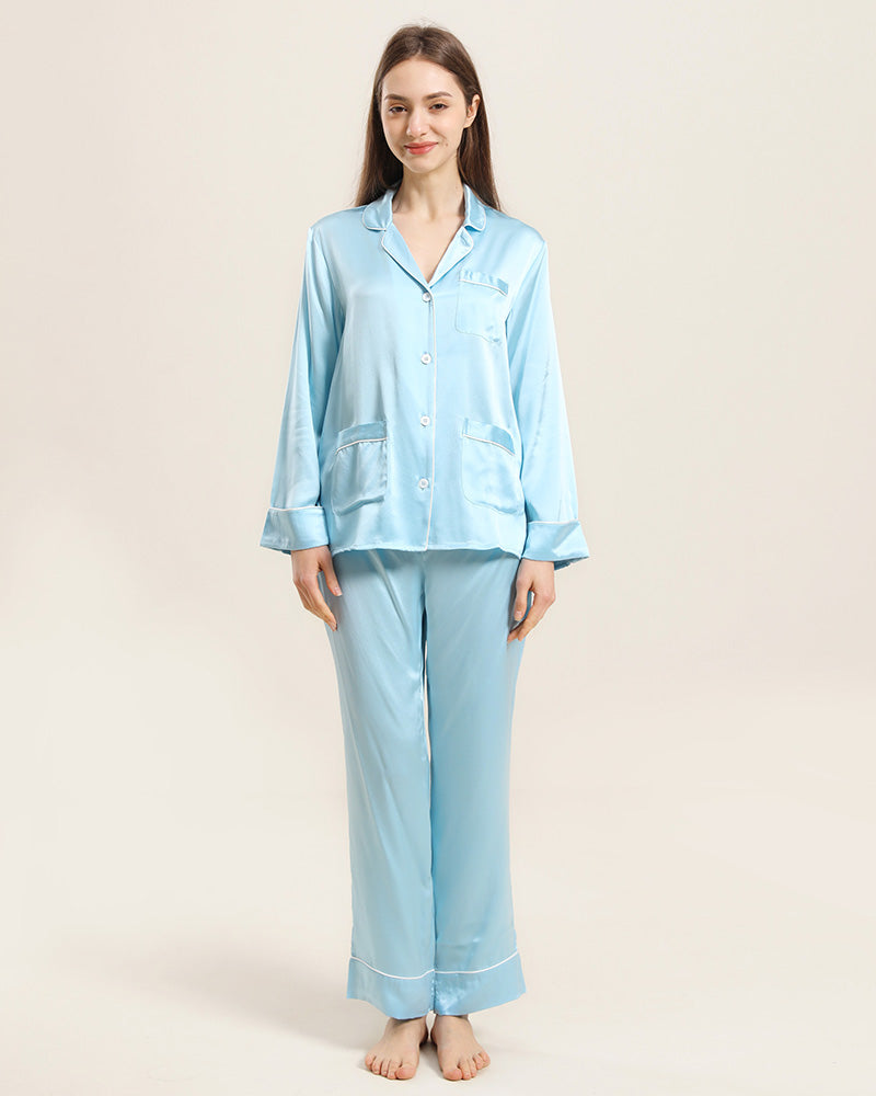Pyjama Classique en Soie pour Femmes à la Maison