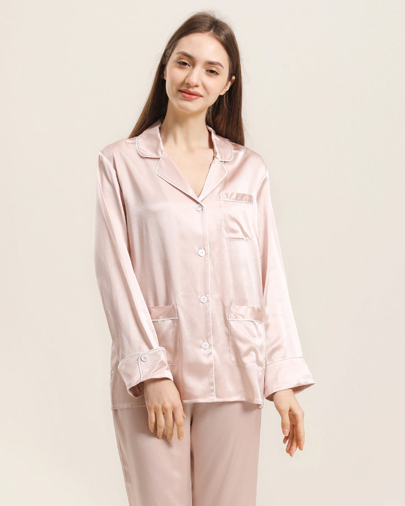 Pyjama Classique en Soie pour Femmes à la Maison