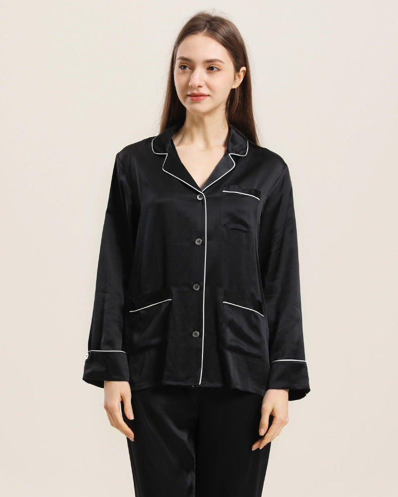 Pyjama Classique en Soie pour Femmes à la Maison