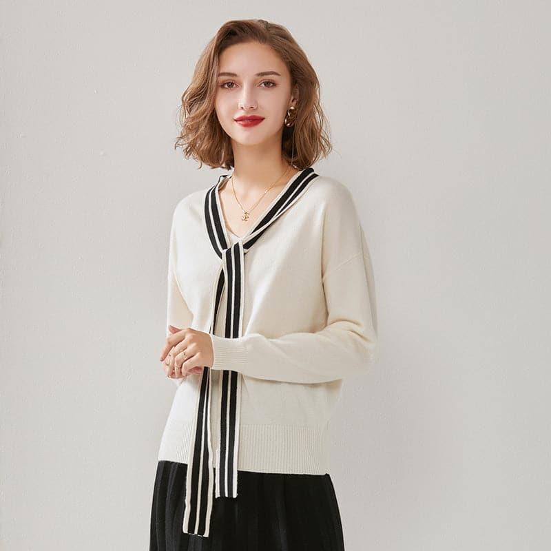 Pull en Cachemire avec Ruban Élégant