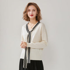 Pull en Cachemire avec Ruban Élégant