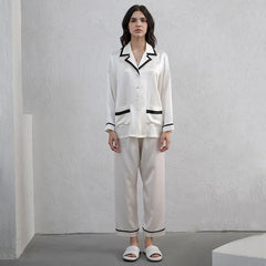 Ensemble de Pyjama en Soie pour Femme avec Bordure Contrastée