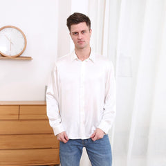 Chemise en Soie à Col Classique Longue pour Homme
