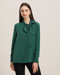 Chemise en Soie avec Nœud Papillon pour Femme