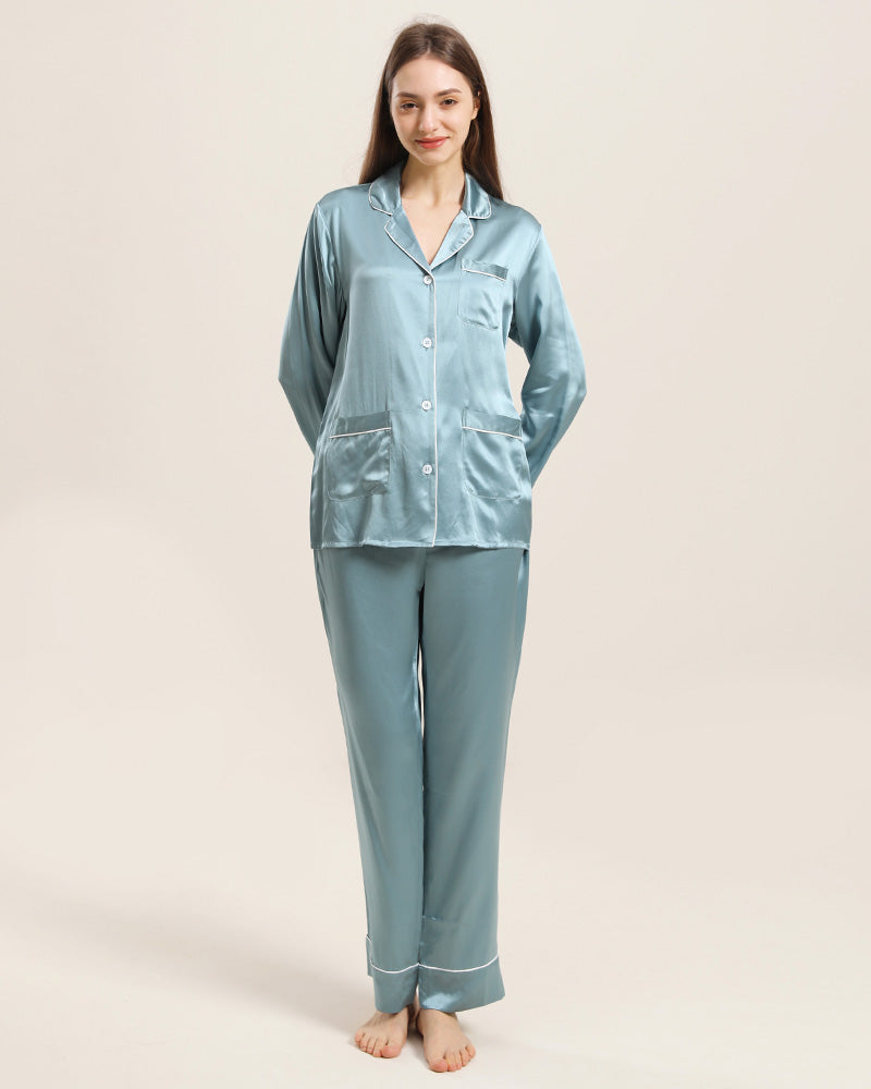 Pyjama Classique en Soie pour Femmes à la Maison