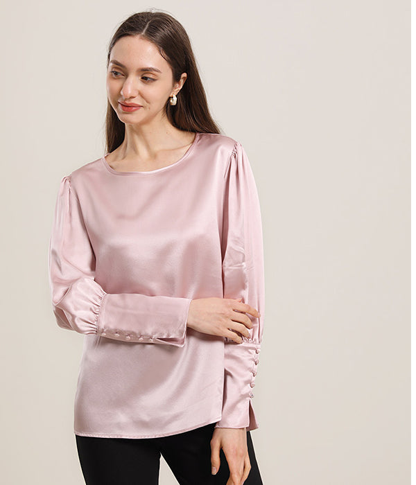 Blouse en Soie Col Rond 22 Momme