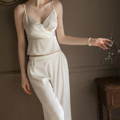 Ensemble Pyjama en Soie Camisole et Pantalon Long 2 Pièces