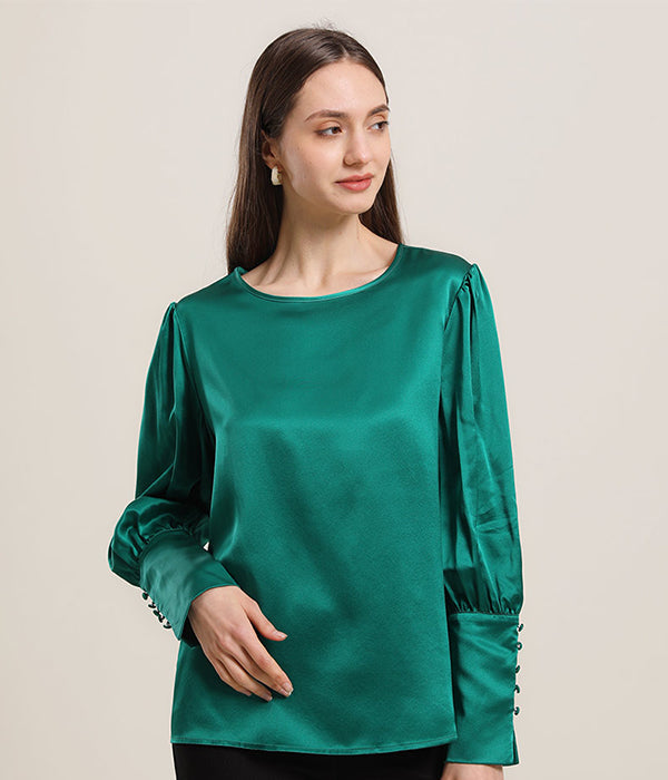 Blouse en Soie Col Rond 22 Momme
