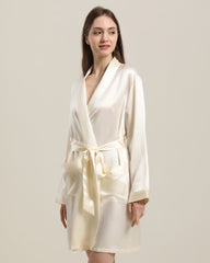 Peignoir en Soie Classique Mi-Long pour Femmes