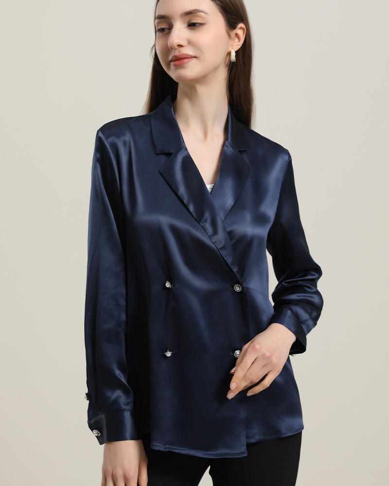 Chemise en Soie à Double Boutonnage