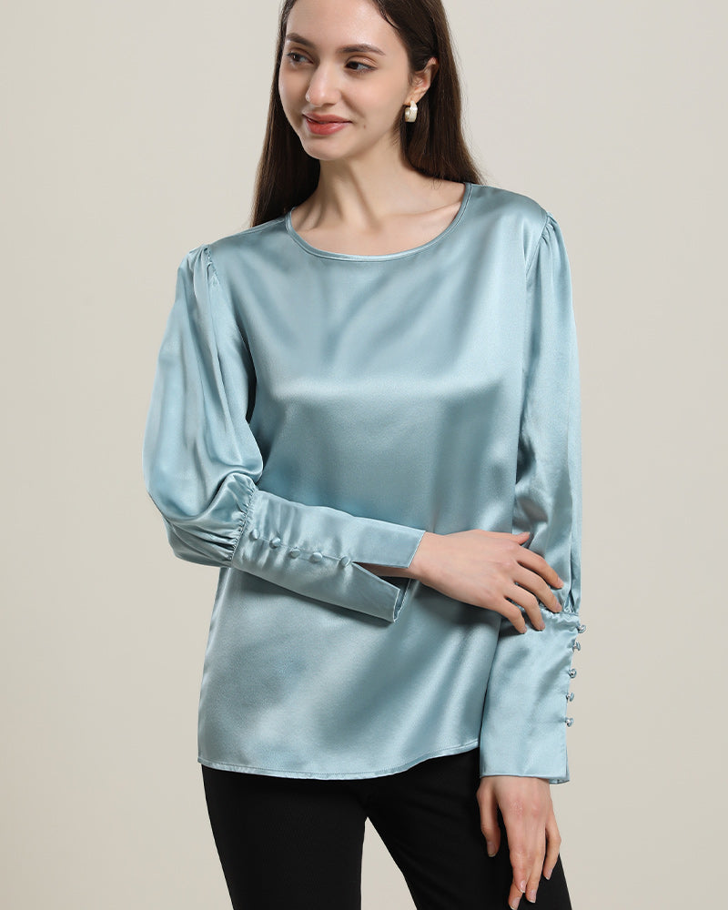 Blouse en Soie Col Rond 22 Momme